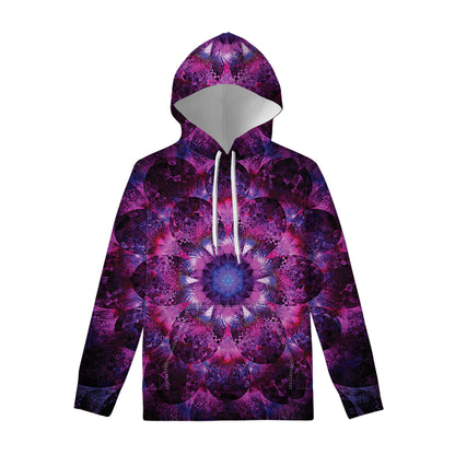 Purple Mandala Flower Print Pullover Hoodie