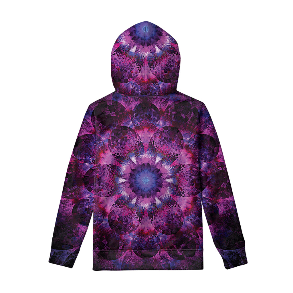 Purple Mandala Flower Print Pullover Hoodie