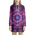 Purple Mandala Flower Print Pullover Hoodie Dress