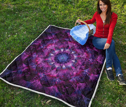 Purple Mandala Flower Print Quilt