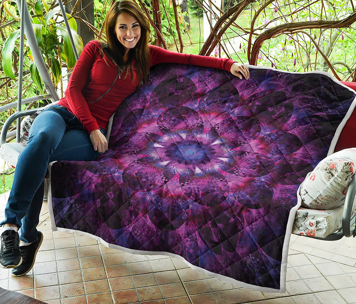 Purple Mandala Flower Print Quilt