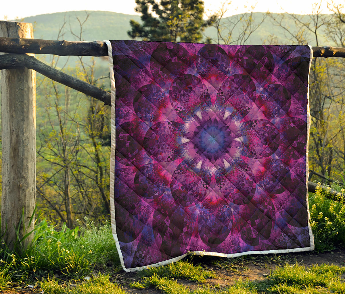 Purple Mandala Flower Print Quilt