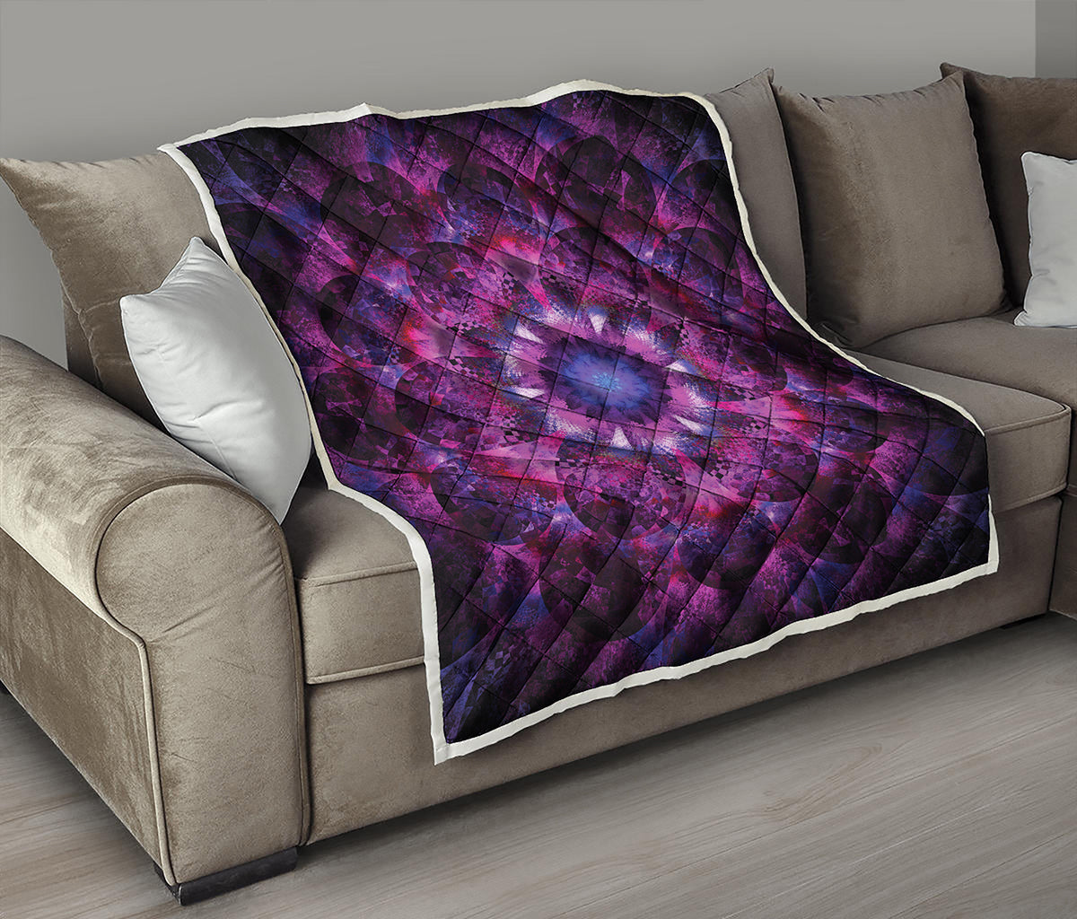 Purple Mandala Flower Print Quilt