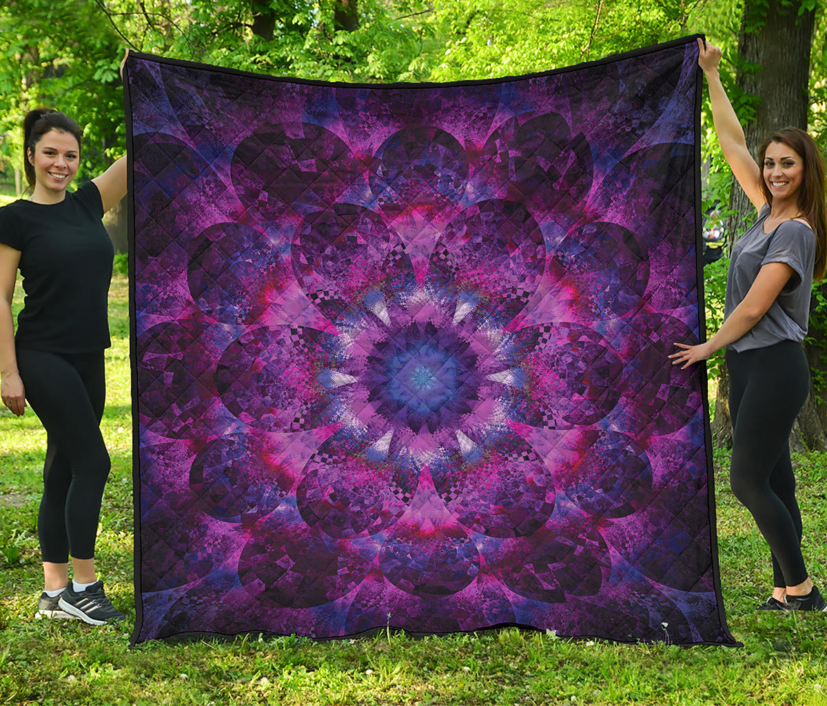 Purple Mandala Flower Print Quilt