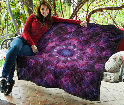 Purple Mandala Flower Print Quilt