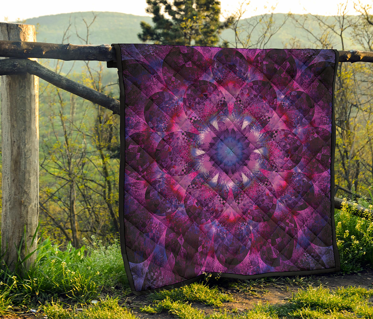 Purple Mandala Flower Print Quilt