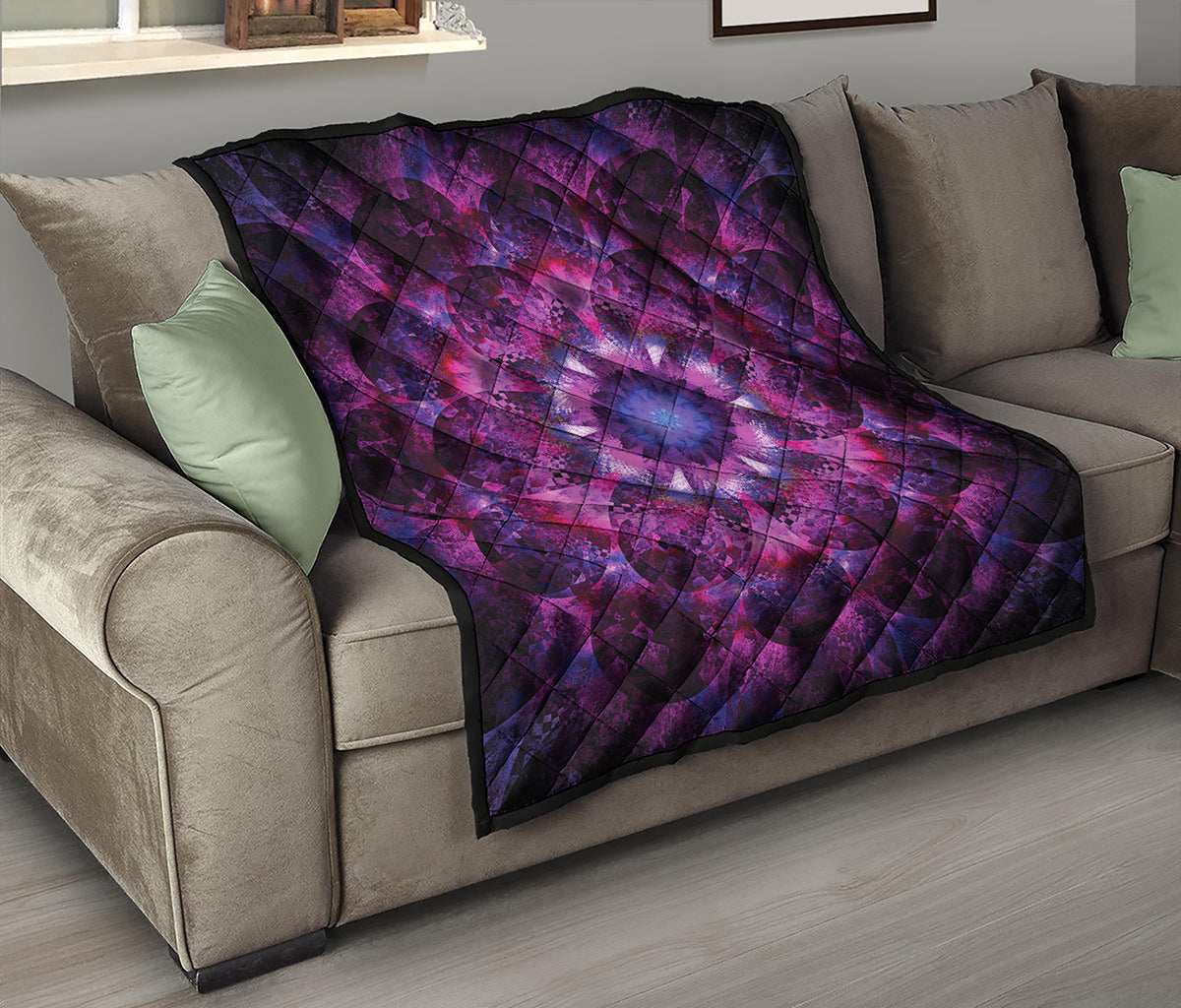 Purple Mandala Flower Print Quilt