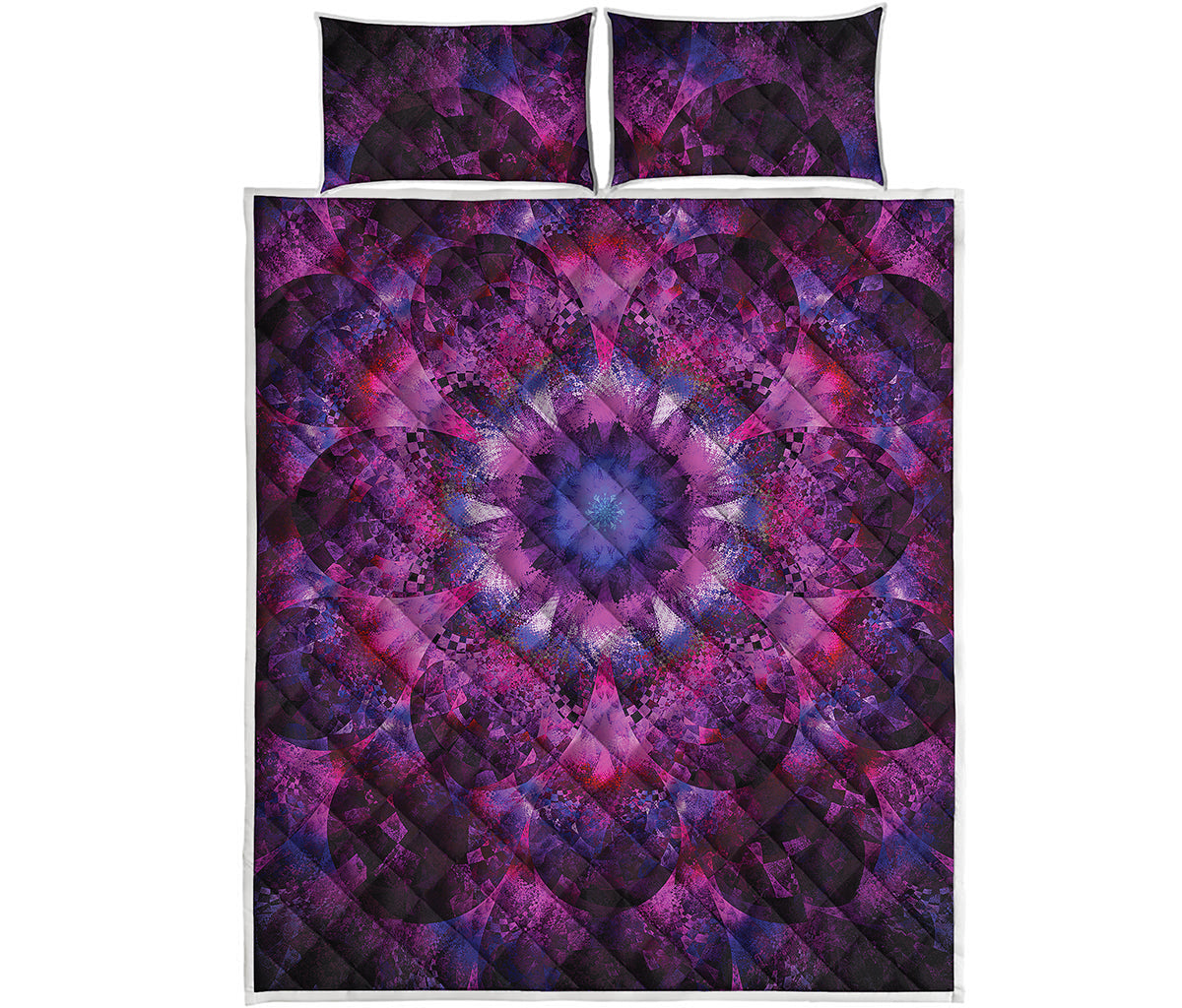Purple Mandala Flower Print Quilt Bed Set