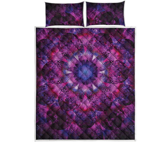 Purple Mandala Flower Print Quilt Bed Set