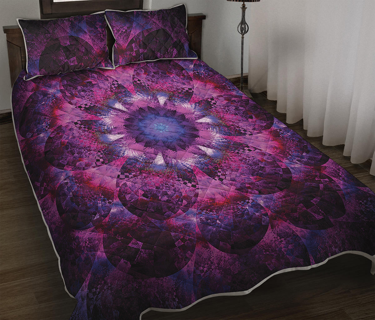 Purple Mandala Flower Print Quilt Bed Set