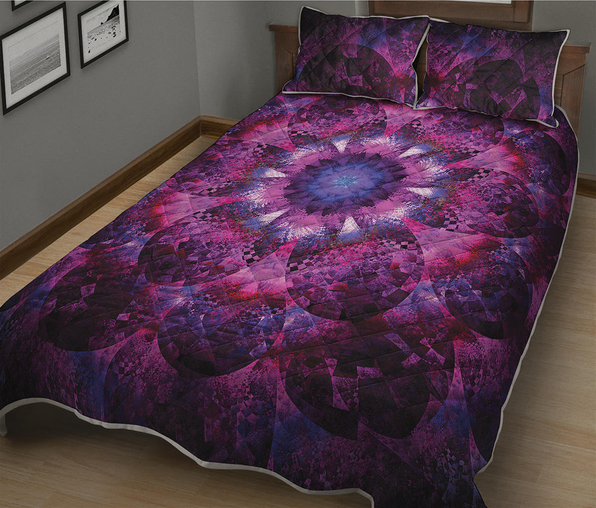 Purple Mandala Flower Print Quilt Bed Set