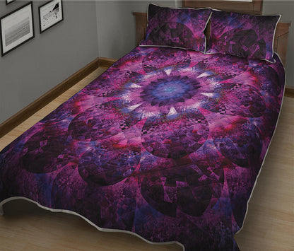 Purple Mandala Flower Print Quilt Bed Set