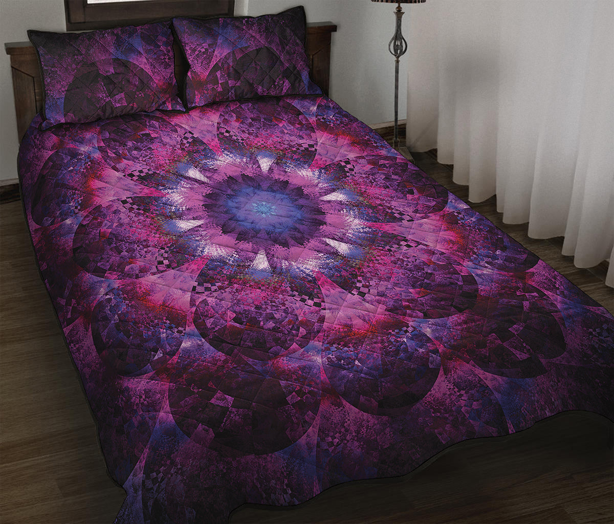 Purple Mandala Flower Print Quilt Bed Set