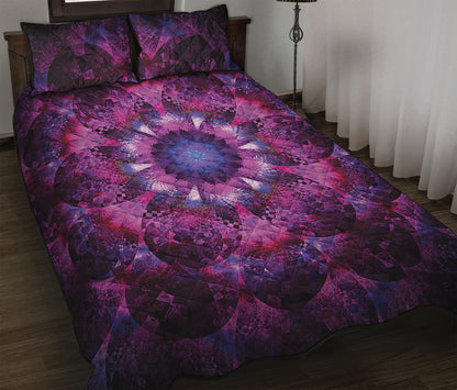 Purple Mandala Flower Print Quilt Bed Set