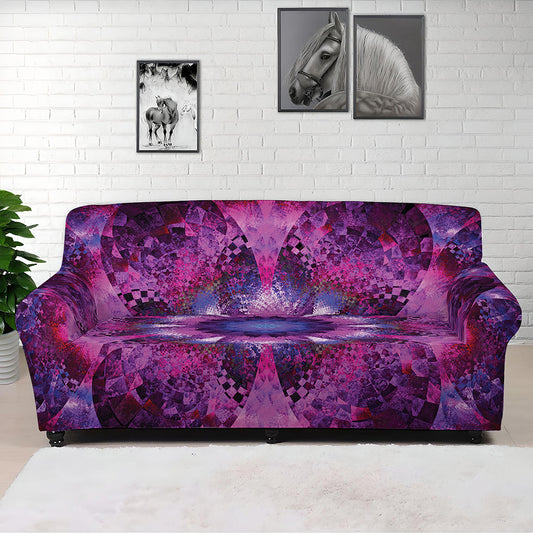 Purple Mandala Flower Print Sofa Cover