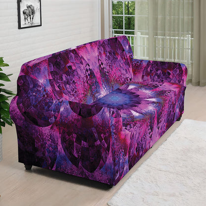 Purple Mandala Flower Print Sofa Cover