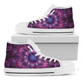 Purple Mandala Flower Print White High Top Sneakers