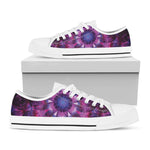 Purple Mandala Flower Print White Low Top Shoes