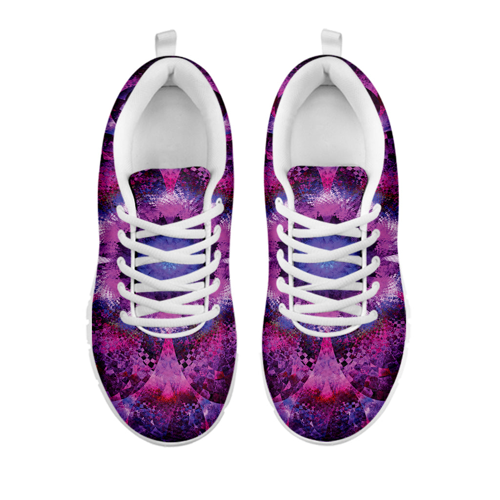 Purple Mandala Flower Print White Sneakers