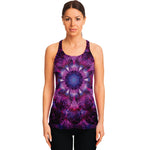 Purple Mandala Flower Print Women's Racerback Tank Top