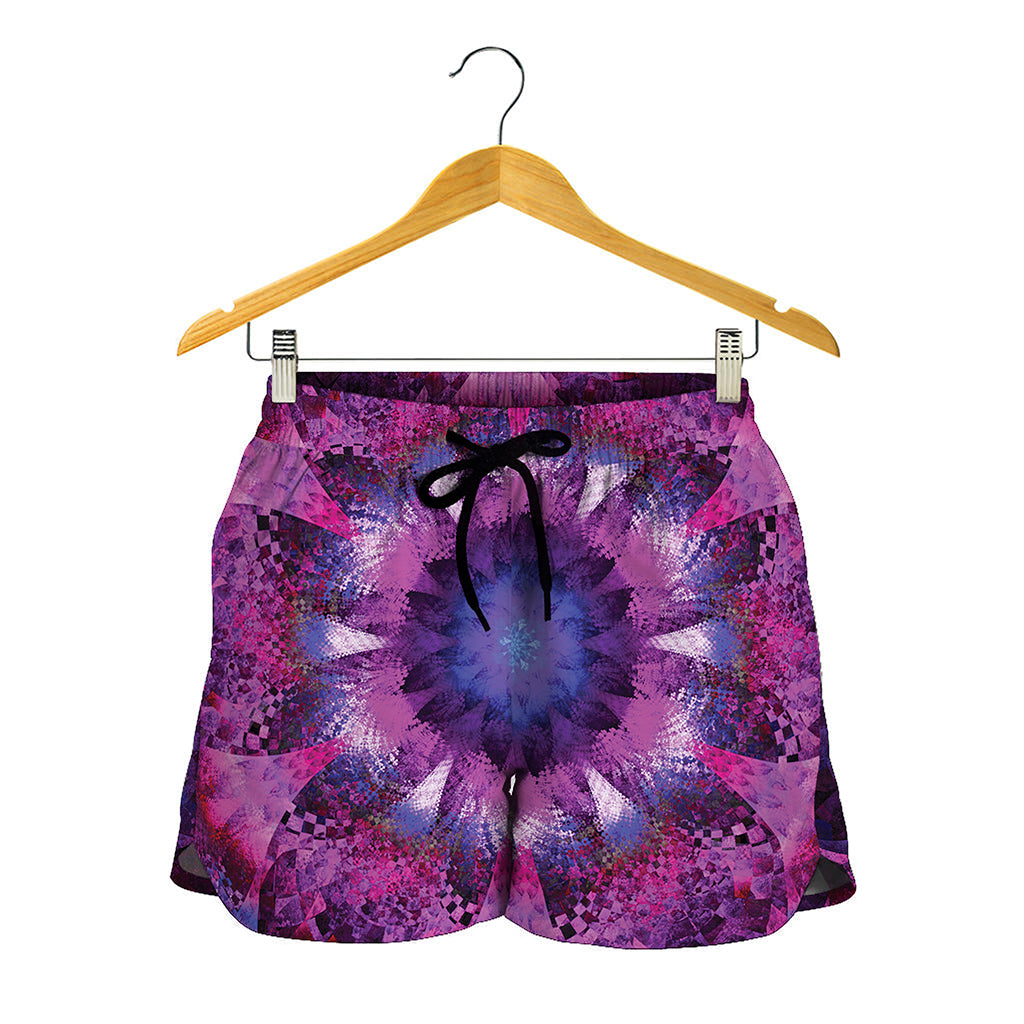 Purple Mandala Flower Print Women's Shorts