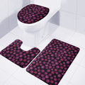 Purple Marijuana Leaf Pattern Print 3 Piece Bath Mat Set