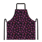 Purple Marijuana Leaf Pattern Print Apron