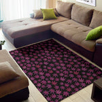 Purple Marijuana Leaf Pattern Print Area Rug