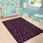 Purple Marijuana Leaf Pattern Print Area Rug