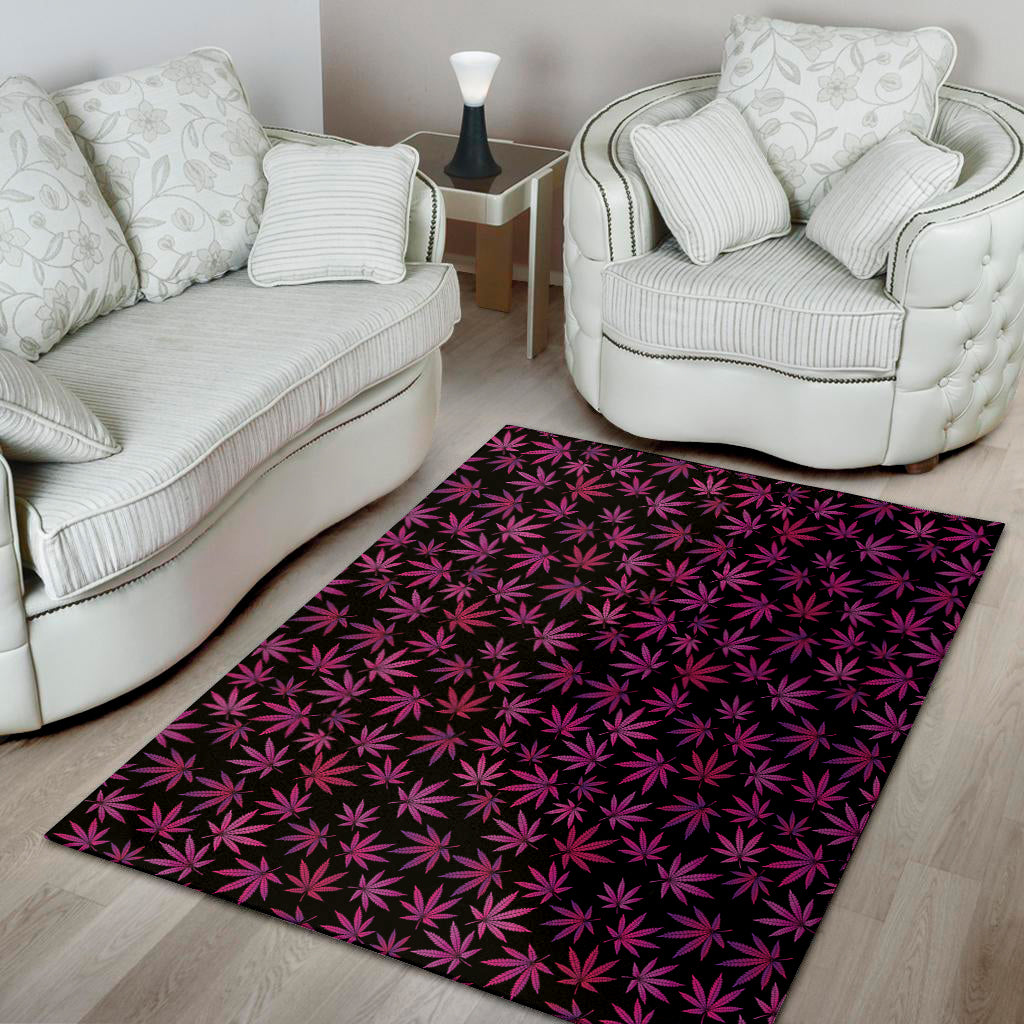 Purple Marijuana Leaf Pattern Print Area Rug