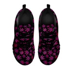 Purple Marijuana Leaf Pattern Print Black Sneakers