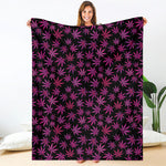 Purple Marijuana Leaf Pattern Print Blanket