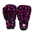 Purple Marijuana Leaf Pattern Print Boxing Gloves