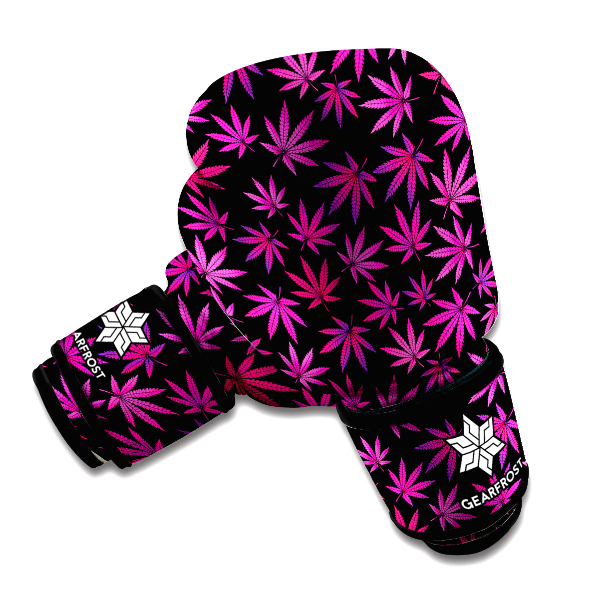 Purple Marijuana Leaf Pattern Print Boxing Gloves
