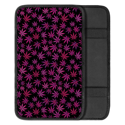 Purple Marijuana Leaf Pattern Print Car Center Console Cover