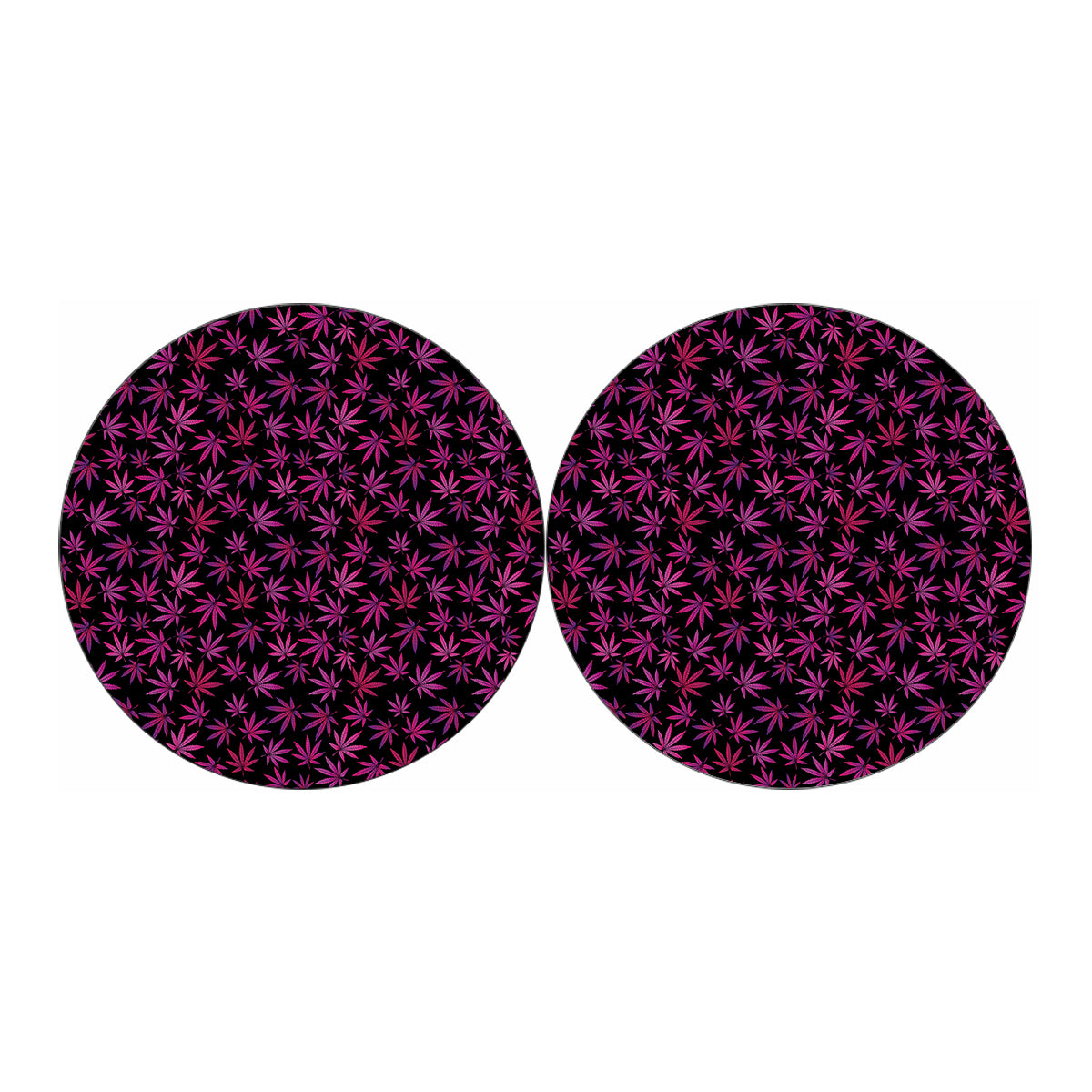 Purple Marijuana Leaf Pattern Print Car Coasters