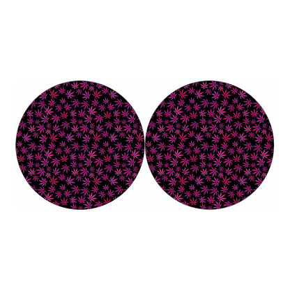 Purple Marijuana Leaf Pattern Print Car Coasters