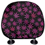 Purple Marijuana Leaf Pattern Print Car Headrest Covers