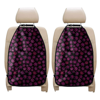 Purple Marijuana Leaf Pattern Print Car Seat Organizers