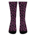 Purple Marijuana Leaf Pattern Print Crew Socks