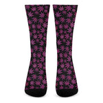 Purple Marijuana Leaf Pattern Print Crew Socks