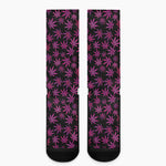 Purple Marijuana Leaf Pattern Print Crew Socks