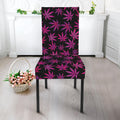 Purple Marijuana Leaf Pattern Print Dining Chair Slipcover
