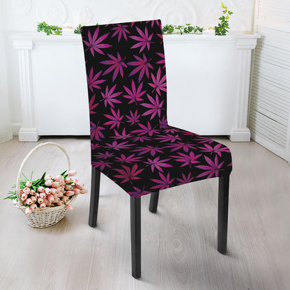 Purple Marijuana Leaf Pattern Print Dining Chair Slipcover
