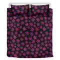 Purple Marijuana Leaf Pattern Print Duvet Cover Bedding Set