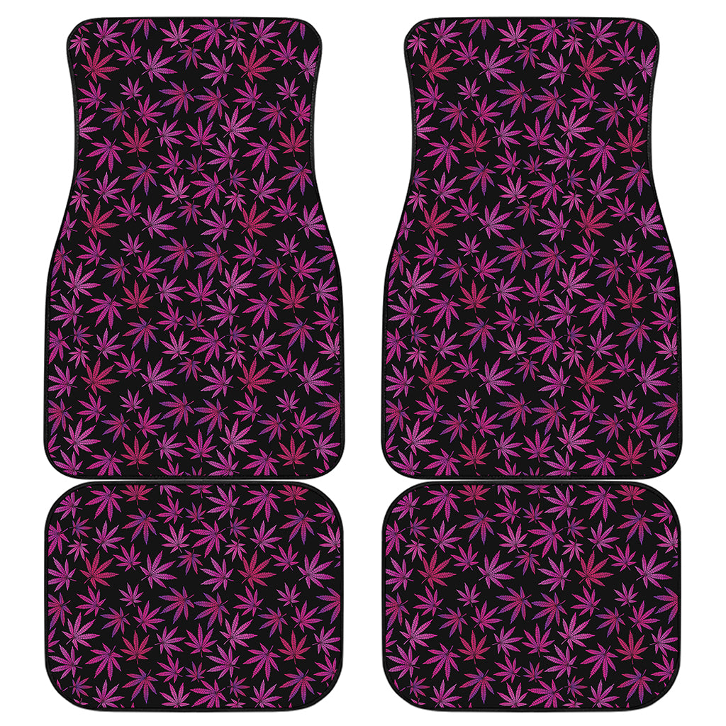 Purple Marijuana Leaf Pattern Print Front and Back Car Floor Mats