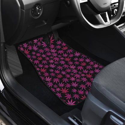 Purple Marijuana Leaf Pattern Print Front and Back Car Floor Mats