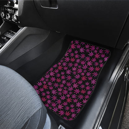 Purple Marijuana Leaf Pattern Print Front and Back Car Floor Mats