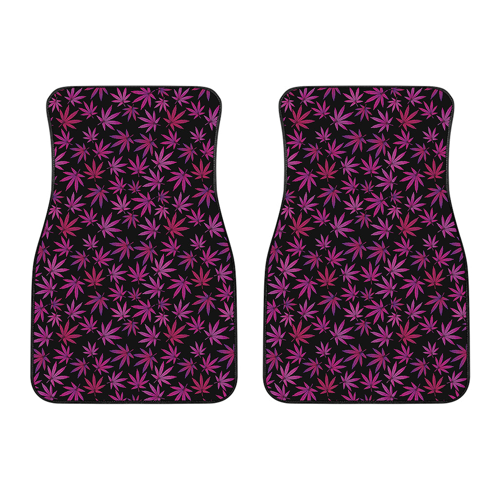 Purple Marijuana Leaf Pattern Print Front Car Floor Mats