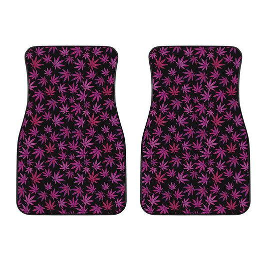 Purple Marijuana Leaf Pattern Print Front Car Floor Mats